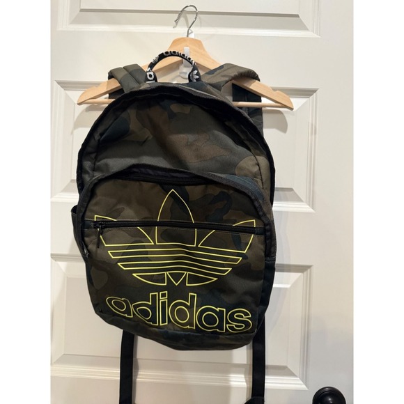 adidas Other - Adidas Originals Kids Camouflage Backpack Neon Yellow Trefoil Logo Camo Bag